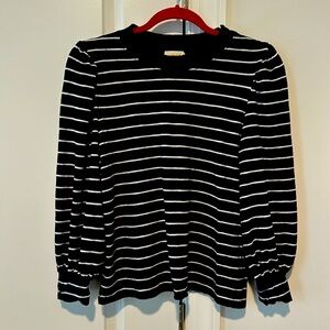 Nation Ltd navy blue/white striped top - L